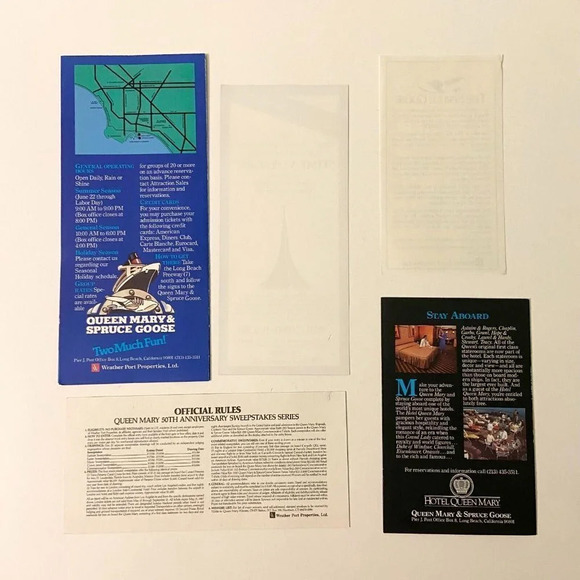 Vintage 80s Queen Mary and  the Spruce Goose Brochures Pamphlets Guide Map - Picture 2 of 16
